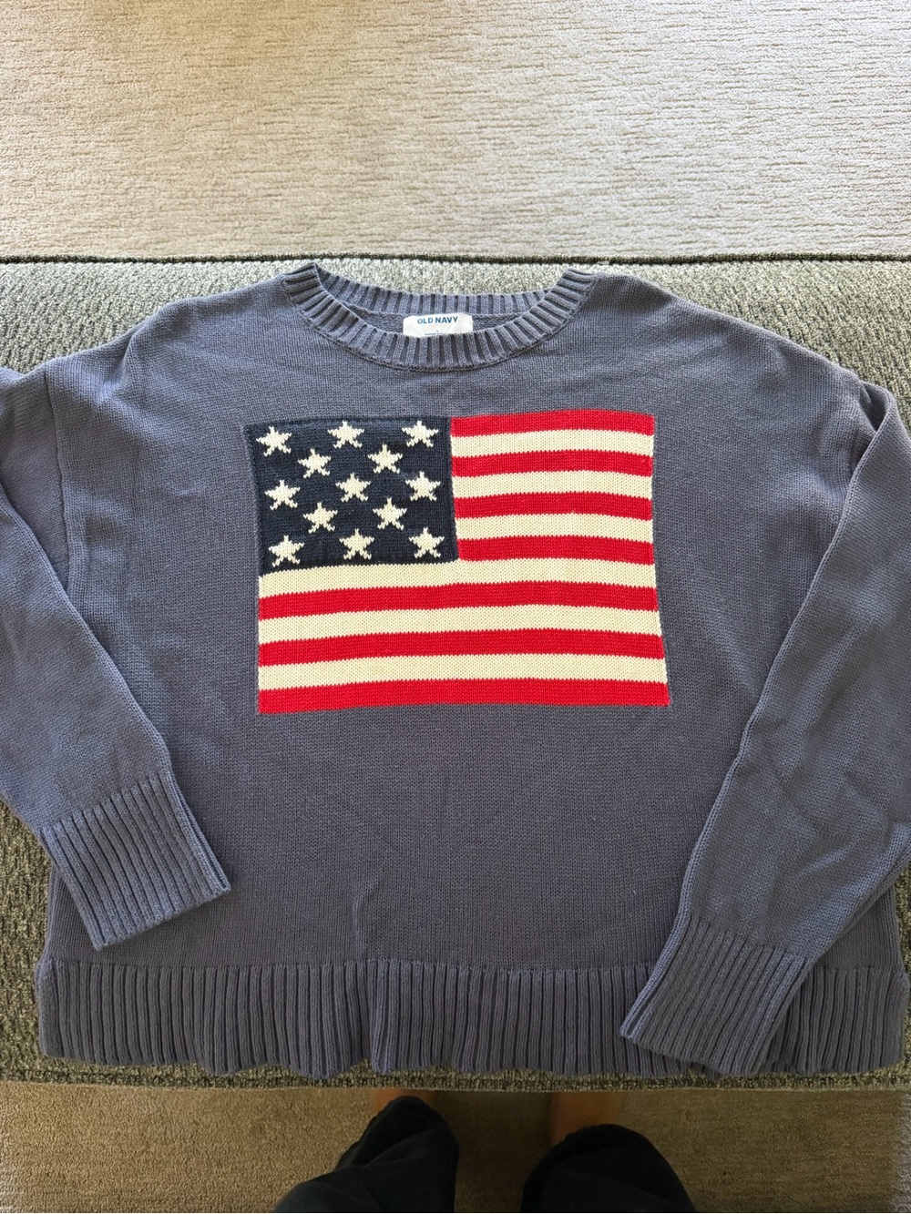 Old Navy women’s Flag Crewneck Sweater - Light Navy Blue